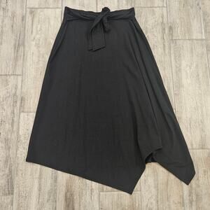 Pure Jill Skirt Womens Size S Black Bow Tie Waist Asymmetrical Hem Knee Length